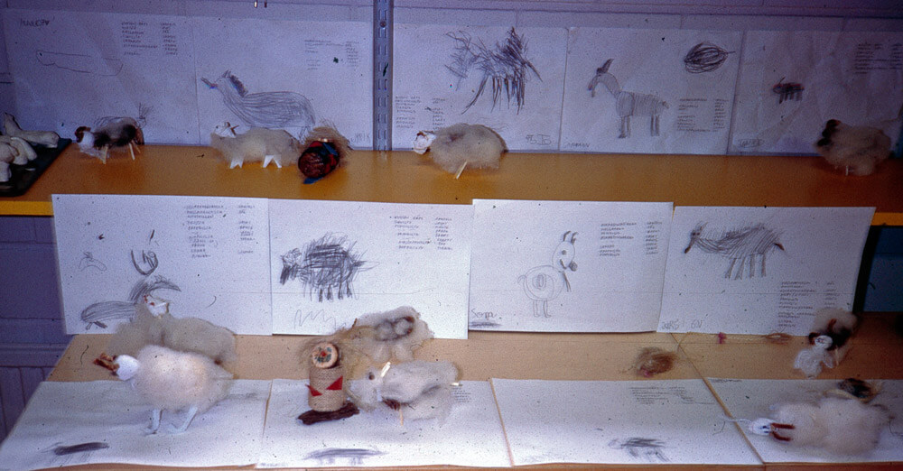 Peikko ja kolme pukkia -näytelmän suunnitelmia Imatralla 1970-luvulla.