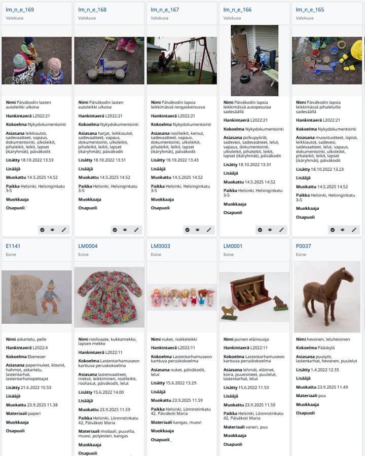 Kuvakaappaus kokoelmanhallintajärjestelmä Collectesta.